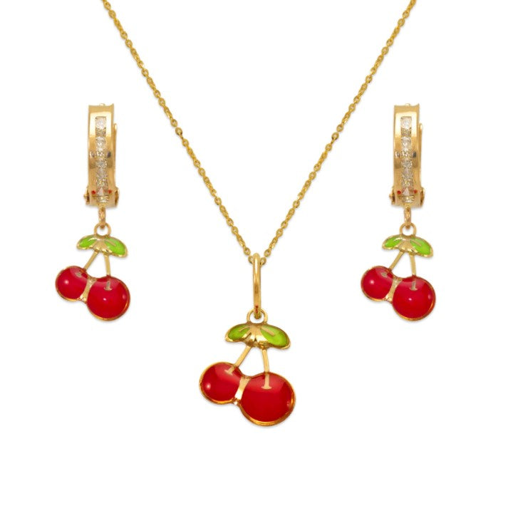 Junebug Jewels cherries jewelry set.