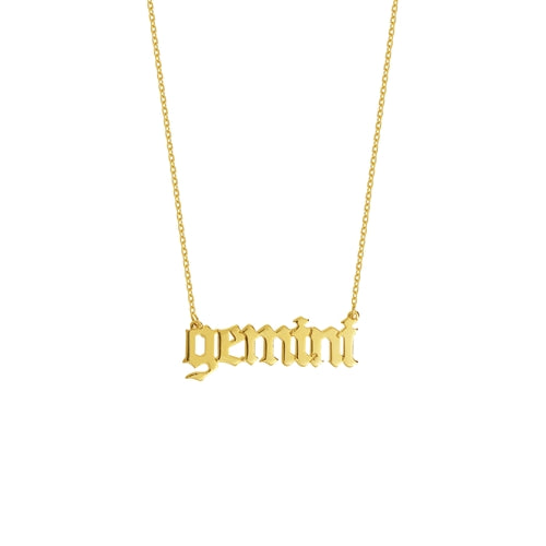 Personalized gothic nameplate necklace.