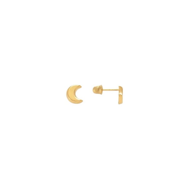 14k yellow gold crescent moon studs.