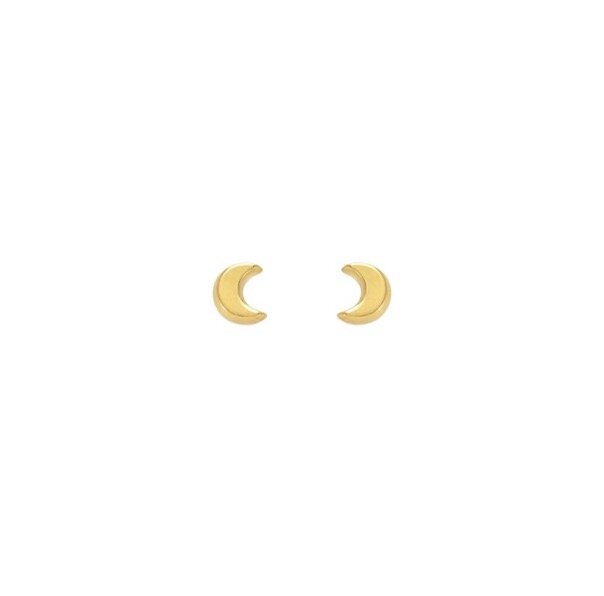 14k yellow gold crescent moon studs.