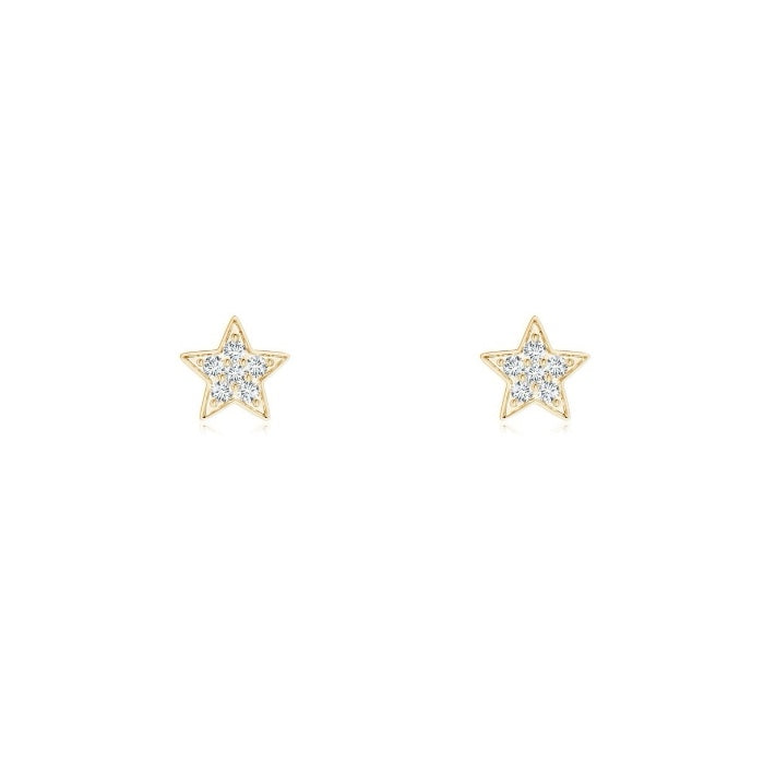14k gold and diamond pave star stud earrings.