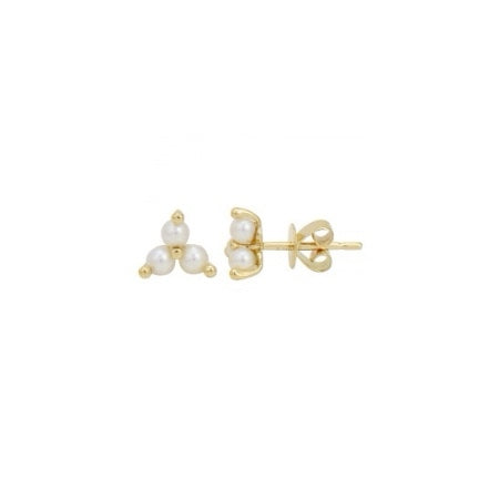 14k gold and triple pearl studs