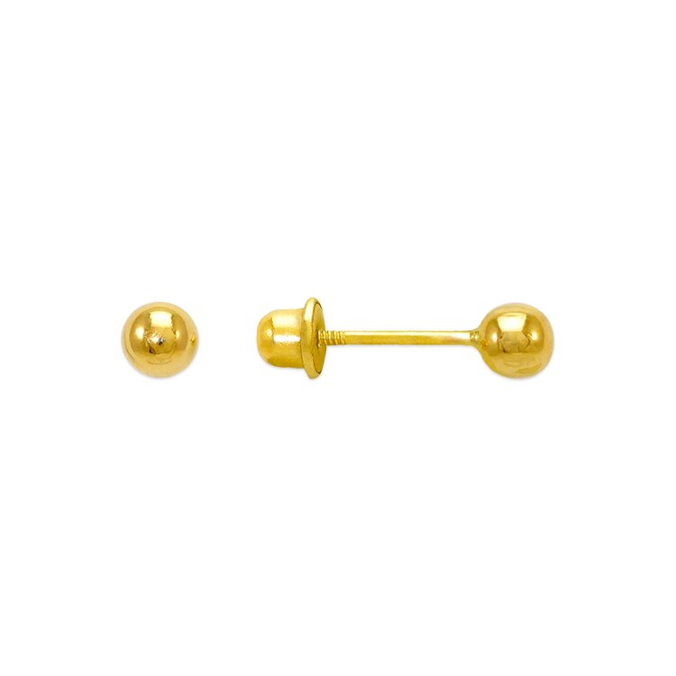 14k yellow gold Hollow polished ball studs 6mm diameter.